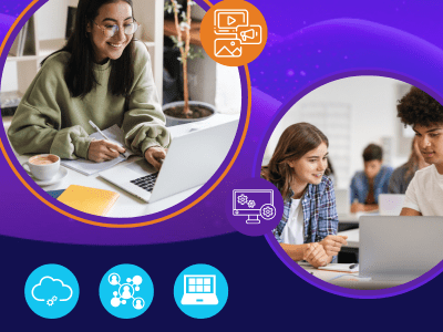 Students learning on chromebook